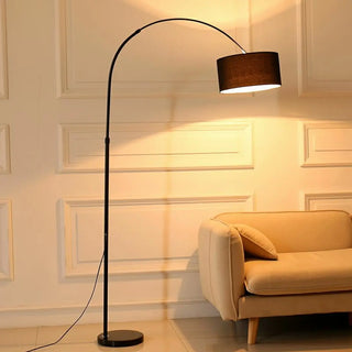 Adjustable Modern Drum Shade Arched White Floor Lamp Zawala Image - 4