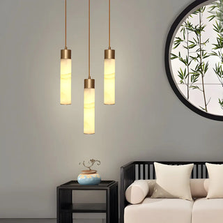 ZOWALA - Nordic Marble Alabaster Cylinder Bedroom Pendant Light Image - 1