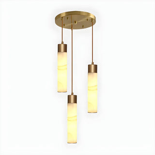 ZOWALA - Nordic Marble Alabaster Cylinder Bedroom Pendant Light Image - 10