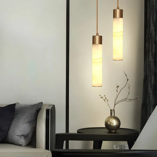 ZOWALA - Nordic Marble Alabaster Cylinder Bedroom Pendant Light Image - 2