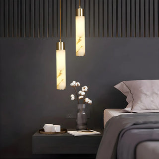 ZOWALA - Nordic Marble Alabaster Cylinder Bedroom Pendant Light Image - 3