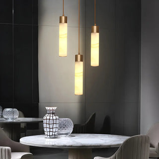 ZOWALA - Nordic Marble Alabaster Cylinder Bedroom Pendant Light Image - 4