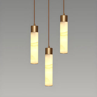 ZOWALA - Nordic Marble Alabaster Cylinder Bedroom Pendant Light Image - 6