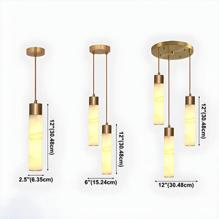 ZOWALA - Nordic Marble Alabaster Cylinder Bedroom Pendant Light Image - 7