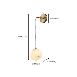 Contemporary Globe White Alabaster Brass Wall Lamp Zawala #size