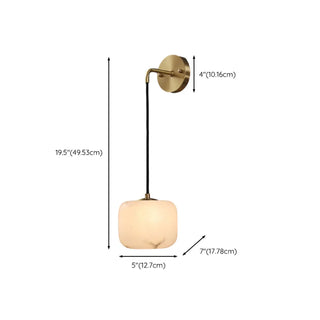 Contemporary Globe White Alabaster Brass Wall Lamp Zawala Image - 14