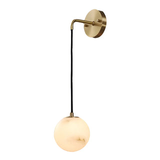Contemporary Globe White Alabaster Brass Wall Lamp Zawala Image - 6