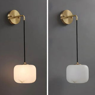 Contemporary Globe White Alabaster Brass Wall Lamp Zawala Image - 8
