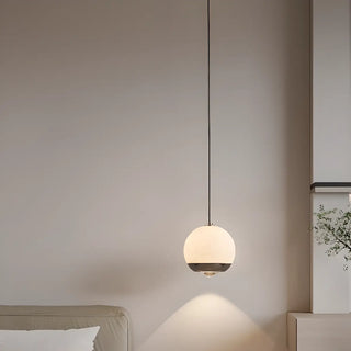 ZOWALA - Modern Alabaster Globe LED Black Pendant Light Image - 4