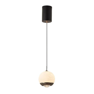 ZOWALA - Modern Alabaster Globe LED Black Pendant Light Image - 5
