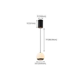 ZOWALA - Modern Alabaster Globe LED Black Pendant Light #size
