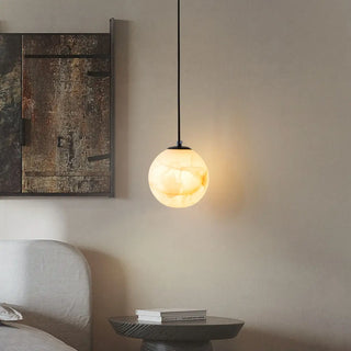 ZOWALA - Modern Alabaster Globe Pendant Light Flexible Length Image - 1