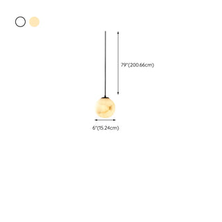 ZOWALA - Modern Alabaster Globe Pendant Light Flexible Length Image - 13