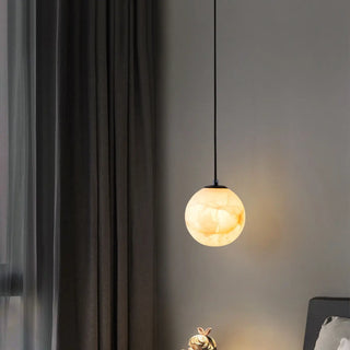 ZOWALA - Modern Alabaster Globe Pendant Light Flexible Length Image - 2