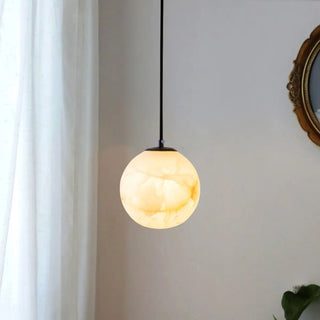ZOWALA - Modern Alabaster Globe Pendant Light Flexible Length Image - 3