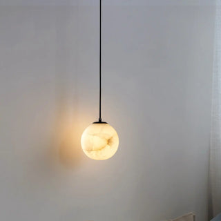ZOWALA - Modern Alabaster Globe Pendant Light Flexible Length Image - 6