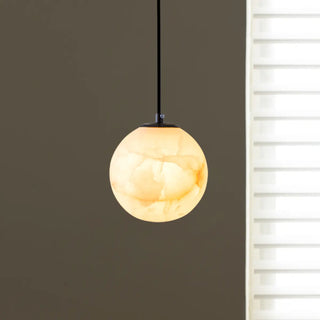 ZOWALA - Modern Alabaster Globe Pendant Light Flexible Length Image - 7
