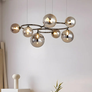 ZOWALA - Amber Clear Glass Circle Dining Room Bubble Chandelier Image - 1