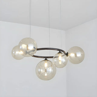 ZOWALA - Amber Clear Glass Circle Dining Room Bubble Chandelier Image - 10