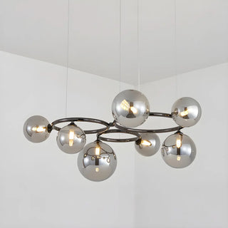 ZOWALA - Amber Clear Glass Circle Dining Room Bubble Chandelier Image - 11