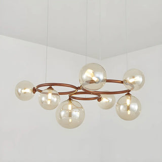ZOWALA - Amber Clear Glass Circle Dining Room Bubble Chandelier Image - 12