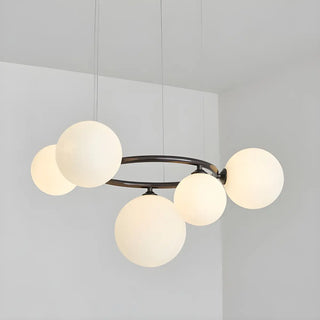 ZOWALA - Amber Clear Glass Circle Dining Room Bubble Chandelier Image - 13