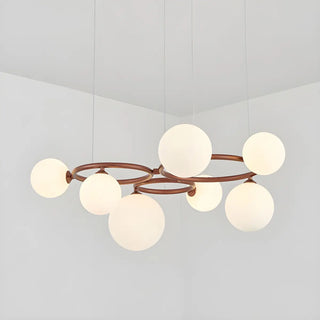 ZOWALA - Amber Clear Glass Circle Dining Room Bubble Chandelier Image - 14