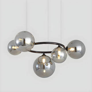 ZOWALA - Amber Clear Glass Circle Dining Room Bubble Chandelier Image - 15