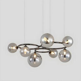 ZOWALA - Amber Clear Glass Circle Dining Room Bubble Chandelier Image - 17