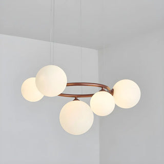 ZOWALA - Amber Clear Glass Circle Dining Room Bubble Chandelier Image - 18