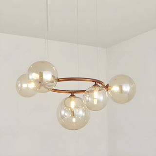 ZOWALA - Amber Clear Glass Circle Dining Room Bubble Chandelier Image - 19