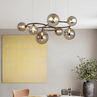 ZOWALA - Amber Clear Glass Circle Dining Room Bubble Chandelier Image - 2