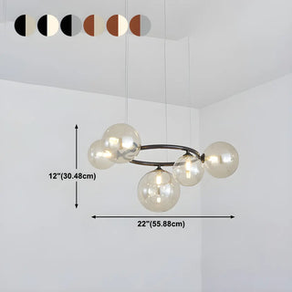 ZOWALA - Amber Clear Glass Circle Dining Room Bubble Chandelier #size
