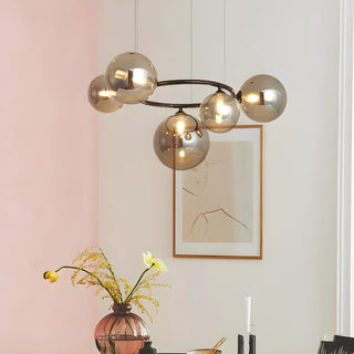 ZOWALA - Amber Clear Glass Circle Dining Room Bubble Chandelier Image - 3