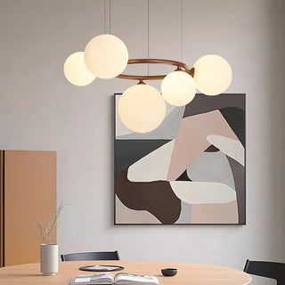 ZOWALA - Amber Clear Glass Circle Dining Room Bubble Chandelier Image - 4