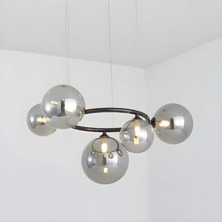 ZOWALA - Amber Clear Glass Circle Dining Room Bubble Chandelier Image - 6