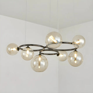 ZOWALA - Amber Clear Glass Circle Dining Room Bubble Chandelier Image - 7