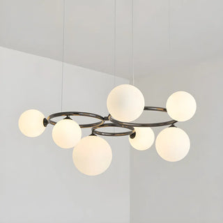 ZOWALA - Amber Clear Glass Circle Dining Room Bubble Chandelier Image - 9