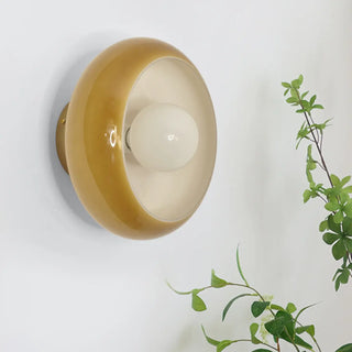 Modern Amber Glass Shade Globe Wall Sconce Light Image - 3