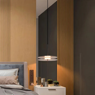 ZOWALA - Contemporary Round Disc Amber Glass Bedroom Pendant Light Image - 1