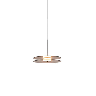 ZOWALA - Contemporary Round Disc Amber Glass Bedroom Pendant Light Image - 11