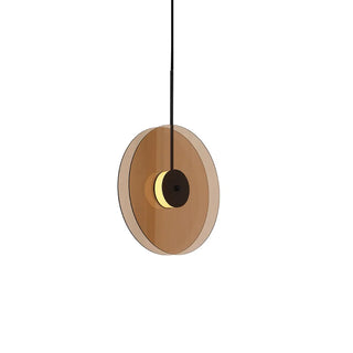 ZOWALA - Contemporary Round Disc Amber Glass Bedroom Pendant Light Image - 12