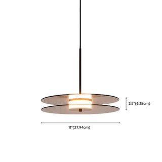 ZOWALA - Contemporary Round Disc Amber Glass Bedroom Pendant Light #size