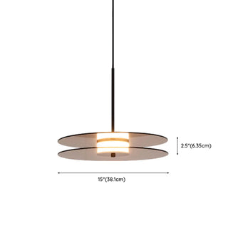 ZOWALA - Contemporary Round Disc Amber Glass Bedroom Pendant Light Image - 15