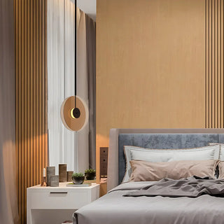 ZOWALA - Contemporary Round Disc Amber Glass Bedroom Pendant Light Image - 2