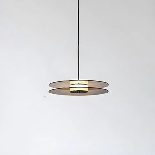ZOWALA - Contemporary Round Disc Amber Glass Bedroom Pendant Light Image - 4