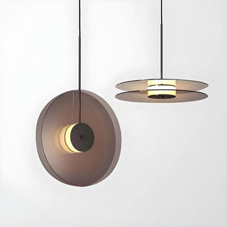ZOWALA - Contemporary Round Disc Amber Glass Bedroom Pendant Light Image - 6