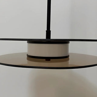 ZOWALA - Contemporary Round Disc Amber Glass Bedroom Pendant Light Image - 7
