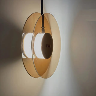 ZOWALA - Contemporary Round Disc Amber Glass Bedroom Pendant Light Image - 8