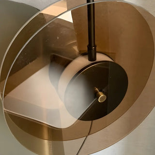 ZOWALA - Contemporary Round Disc Amber Glass Bedroom Pendant Light Image - 9